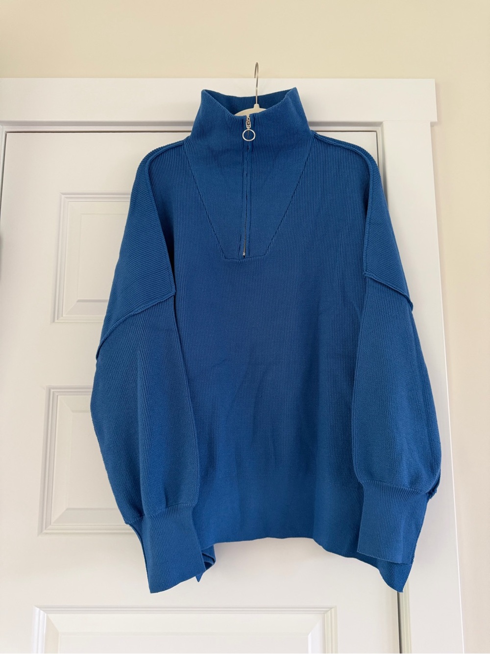 Blue Half-Zip Knit Sweater